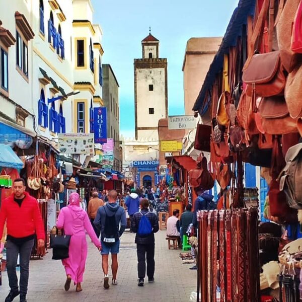 Fort Of Essaouira In Morocco On A Sunny Day With Blue Boats On T